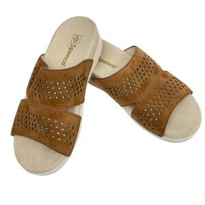 Spenco | Twilight Stud Brown Leather Orthotic Slide Sandals